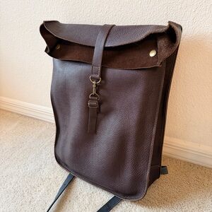 Moscow Made Virronen Leather Backpack Men Full Grain Roll Top Handmade Brown